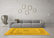 Machine Washable Abstract Yellow Modern Rug in a Living Room, wshabs4949yw