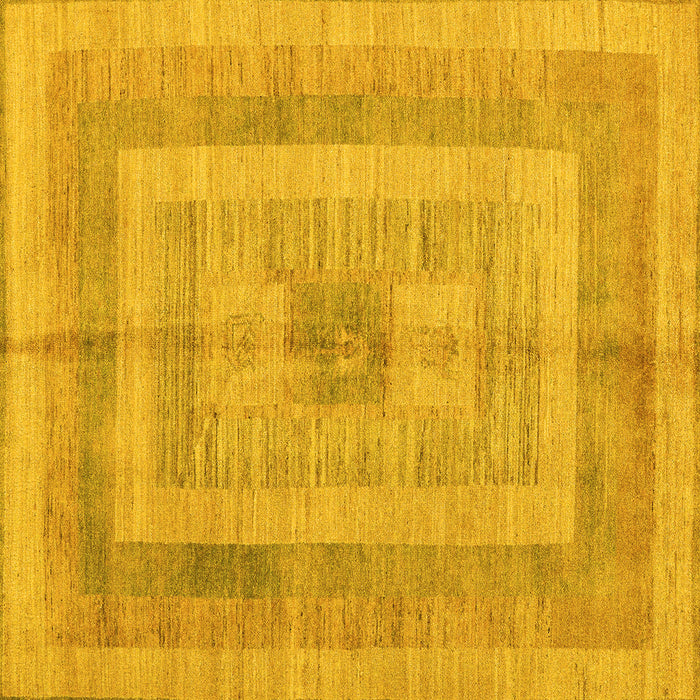 Square Machine Washable Abstract Yellow Modern Rug, wshabs4949yw