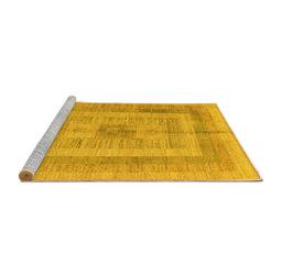Sideview of Machine Washable Abstract Yellow Modern Rug, wshabs4949yw