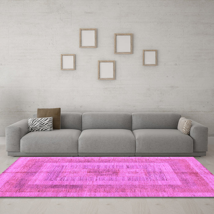 Machine Washable Abstract Purple Modern Area Rugs in a Living Room, wshabs4949pur
