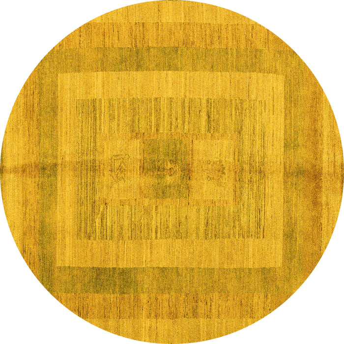 Round Abstract Yellow Modern Rug, abs4949yw