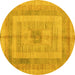 Round Abstract Yellow Modern Rug, abs4949yw