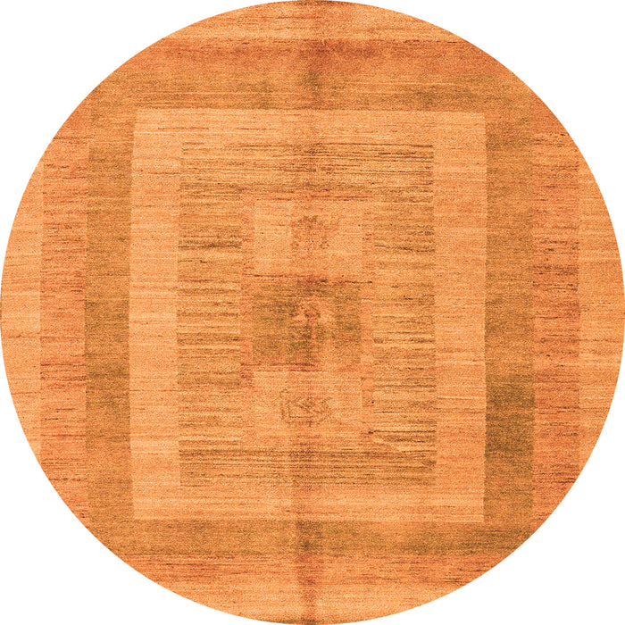 Round Machine Washable Abstract Orange Modern Area Rugs, wshabs4949org