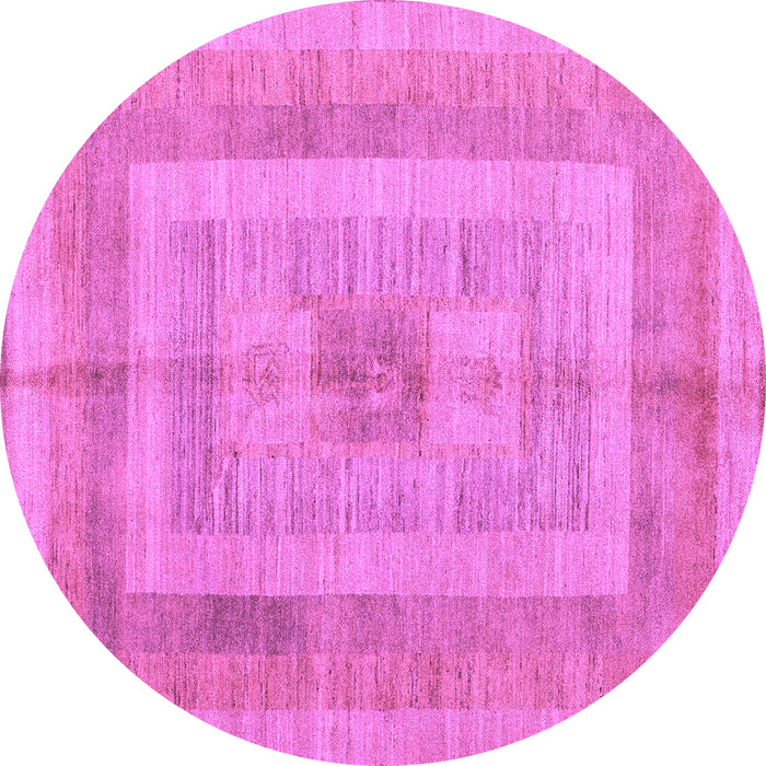 Round Machine Washable Abstract Purple Modern Area Rugs, wshabs4949pur