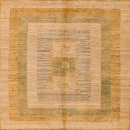 Square Machine Washable Abstract Orange Rug, wshabs4949