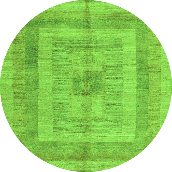 Round Machine Washable Abstract Green Modern Area Rugs, wshabs4949grn