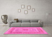 Machine Washable Abstract Pink Modern Rug, wshabs4949pnk