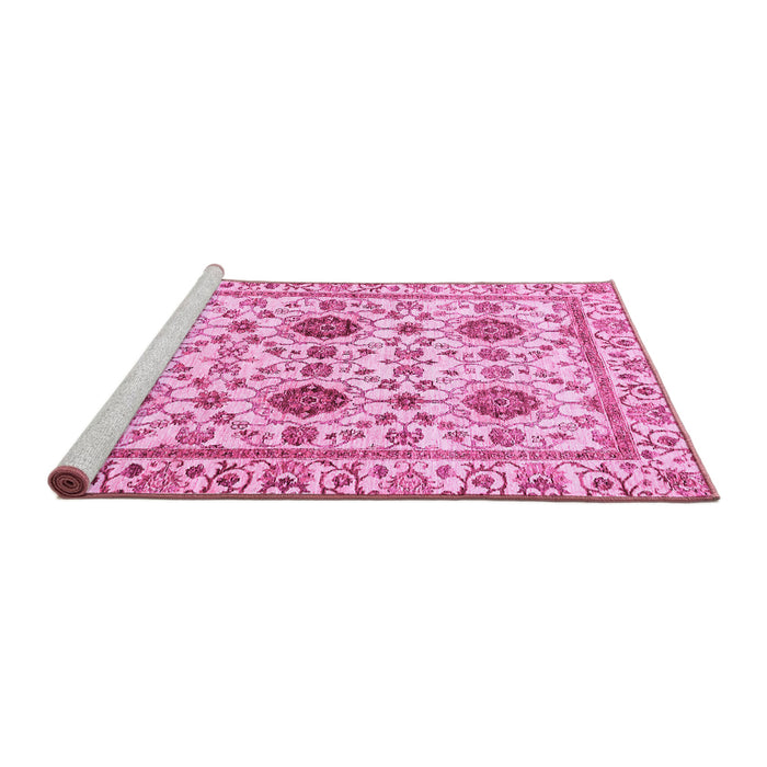 Sideview of Machine Washable Abstract Pink Modern Rug, wshabs494pnk