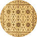 Round Abstract Brown Modern Rug, abs494brn