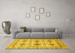 Machine Washable Abstract Yellow Modern Rug in a Living Room, wshabs494yw