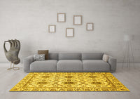 Machine Washable Abstract Yellow Modern Rug, wshabs494yw