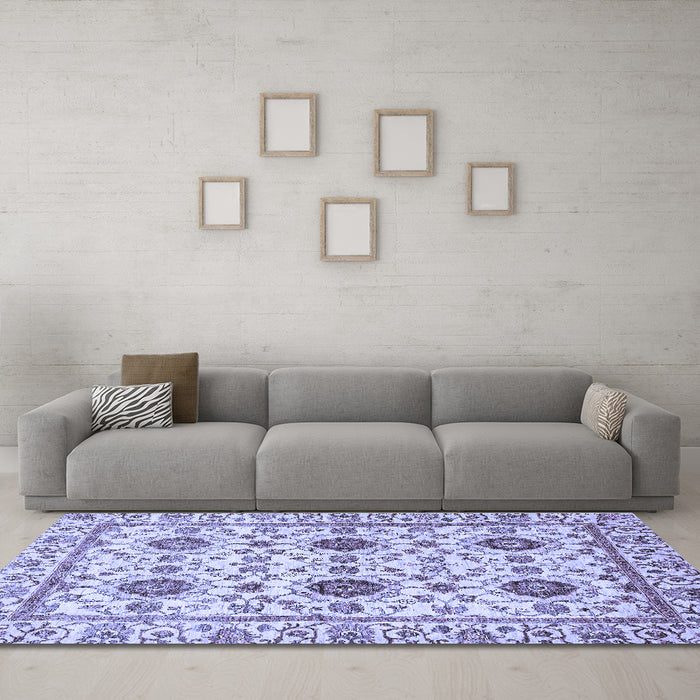Machine Washable Abstract Blue Modern Rug in a Living Room, wshabs494blu