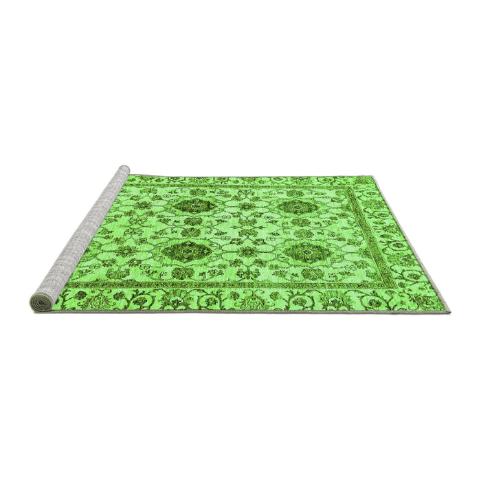 Sideview of Machine Washable Abstract Green Modern Area Rugs, wshabs494grn