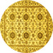 Round Abstract Yellow Modern Rug, abs494yw