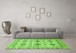 Machine Washable Abstract Green Modern Area Rugs in a Living Room,, wshabs494grn