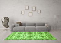 Machine Washable Abstract Green Modern Rug, wshabs494grn