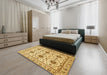 Machine Washable Abstract Chrome Gold Yellow Rug in a Bedroom, wshabs494