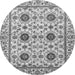 Round Machine Washable Abstract Gray Modern Rug, wshabs494gry