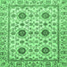 Square Machine Washable Abstract Emerald Green Modern Area Rugs, wshabs494emgrn