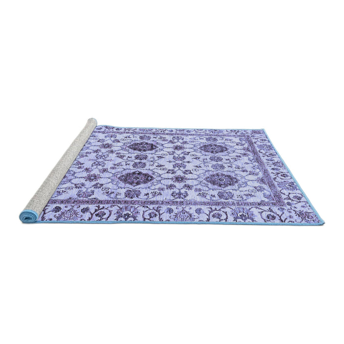 Sideview of Machine Washable Abstract Blue Modern Rug, wshabs494blu
