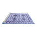 Sideview of Machine Washable Abstract Blue Modern Rug, wshabs494blu