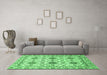 Machine Washable Abstract Emerald Green Modern Area Rugs in a Living Room,, wshabs494emgrn