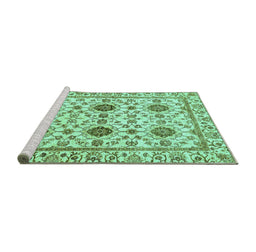 Sideview of Machine Washable Abstract Turquoise Modern Area Rugs, wshabs494turq