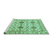 Sideview of Machine Washable Abstract Turquoise Modern Area Rugs, wshabs494turq