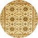 Round Abstract Chrome Gold Yellow Modern Rug, abs494