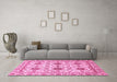 Machine Washable Abstract Pink Modern Rug in a Living Room, wshabs494pnk