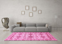 Machine Washable Abstract Pink Modern Rug, wshabs494pnk