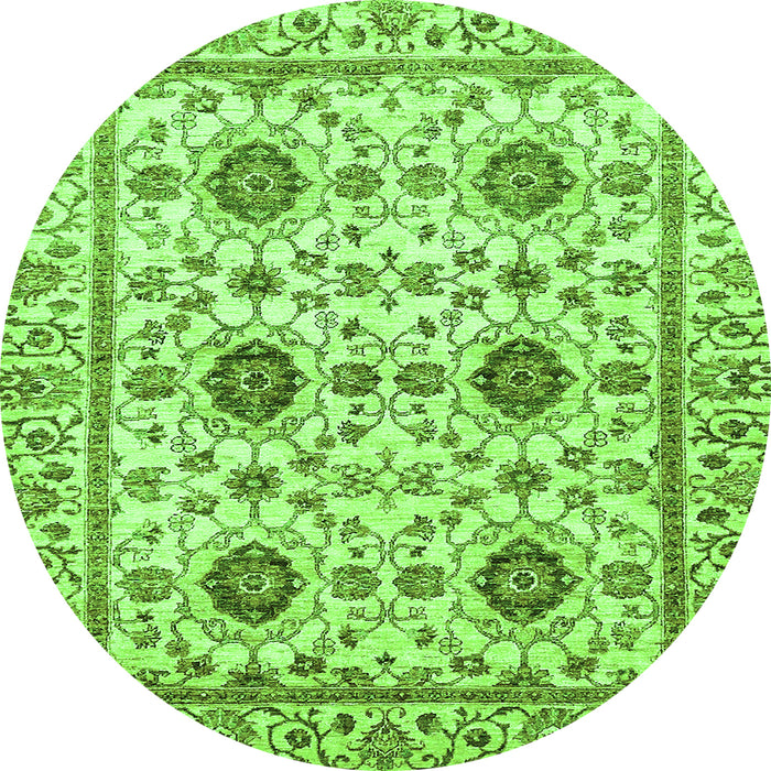 Round Machine Washable Abstract Green Modern Area Rugs, wshabs494grn