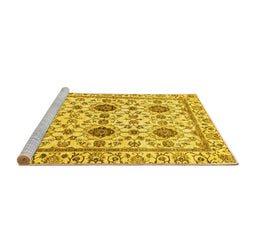 Sideview of Machine Washable Abstract Yellow Modern Rug, wshabs494yw