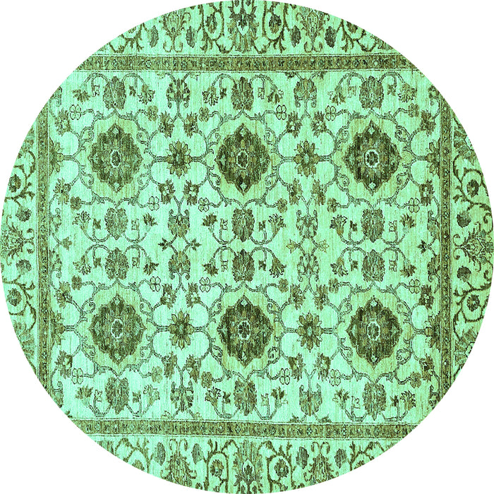 Round Abstract Turquoise Modern Rug, abs494turq
