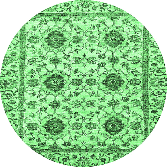 Round Abstract Emerald Green Modern Rug, abs494emgrn