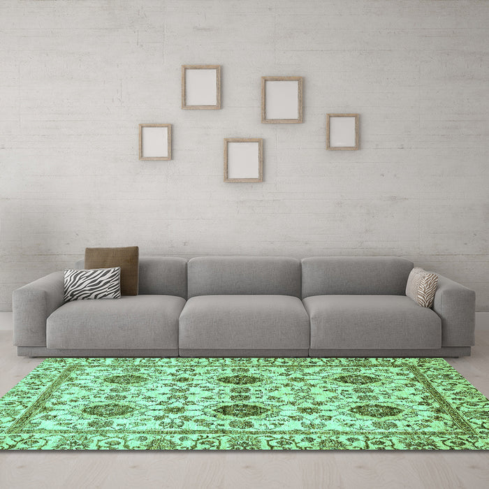 Machine Washable Abstract Turquoise Modern Area Rugs in a Living Room,, wshabs494turq