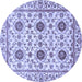 Round Abstract Blue Modern Rug, abs494blu