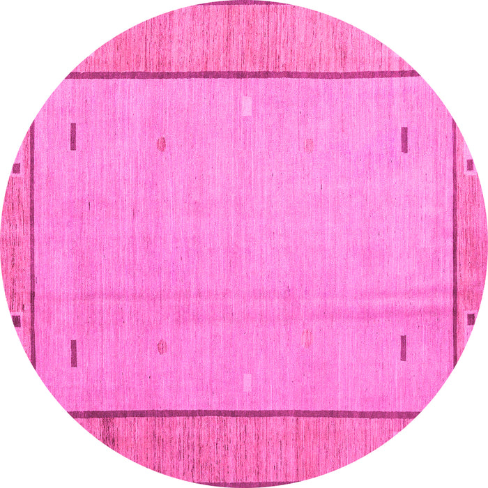 Round Machine Washable Abstract Pink Modern Rug, wshabs4950pnk