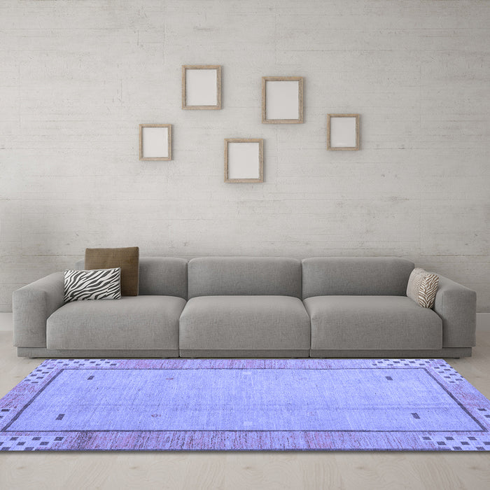 Machine Washable Abstract Blue Modern Rug in a Living Room, wshabs4950blu