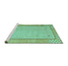 Sideview of Machine Washable Abstract Turquoise Modern Area Rugs, wshabs4950turq