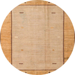 Round Machine Washable Abstract Orange Rug, wshabs4950