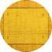 Round Machine Washable Abstract Yellow Modern Rug, wshabs4950yw