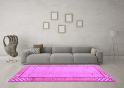 Machine Washable Abstract Purple Modern Area Rugs in a Living Room, wshabs4950pur