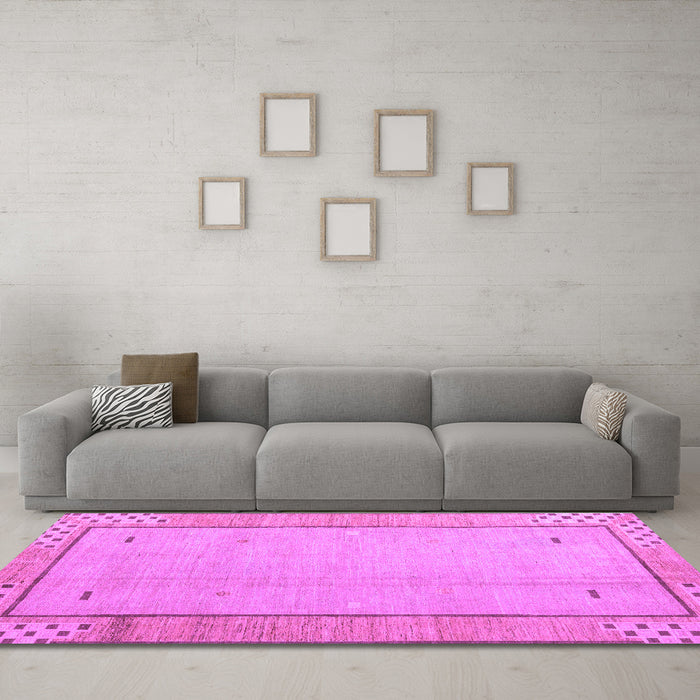 Machine Washable Abstract Purple Modern Area Rugs in a Living Room, wshabs4950pur