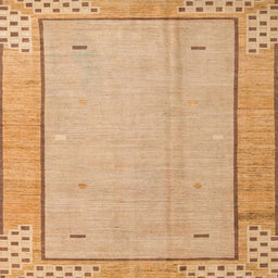 Square Machine Washable Abstract Orange Rug, wshabs4950