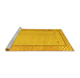 Sideview of Machine Washable Abstract Yellow Modern Rug, wshabs4950yw