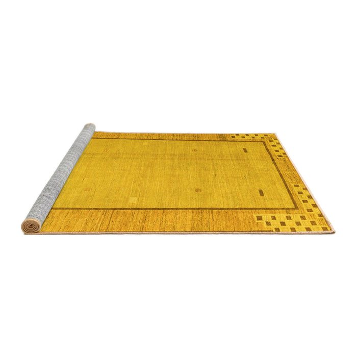 Sideview of Machine Washable Abstract Yellow Modern Rug, wshabs4950yw