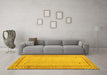 Machine Washable Abstract Yellow Modern Rug in a Living Room, wshabs4950yw