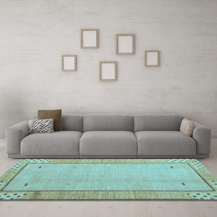 Machine Washable Abstract Light Blue Modern Rug in a Living Room, wshabs4950lblu