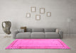 Machine Washable Abstract Pink Modern Rug in a Living Room, wshabs4950pnk